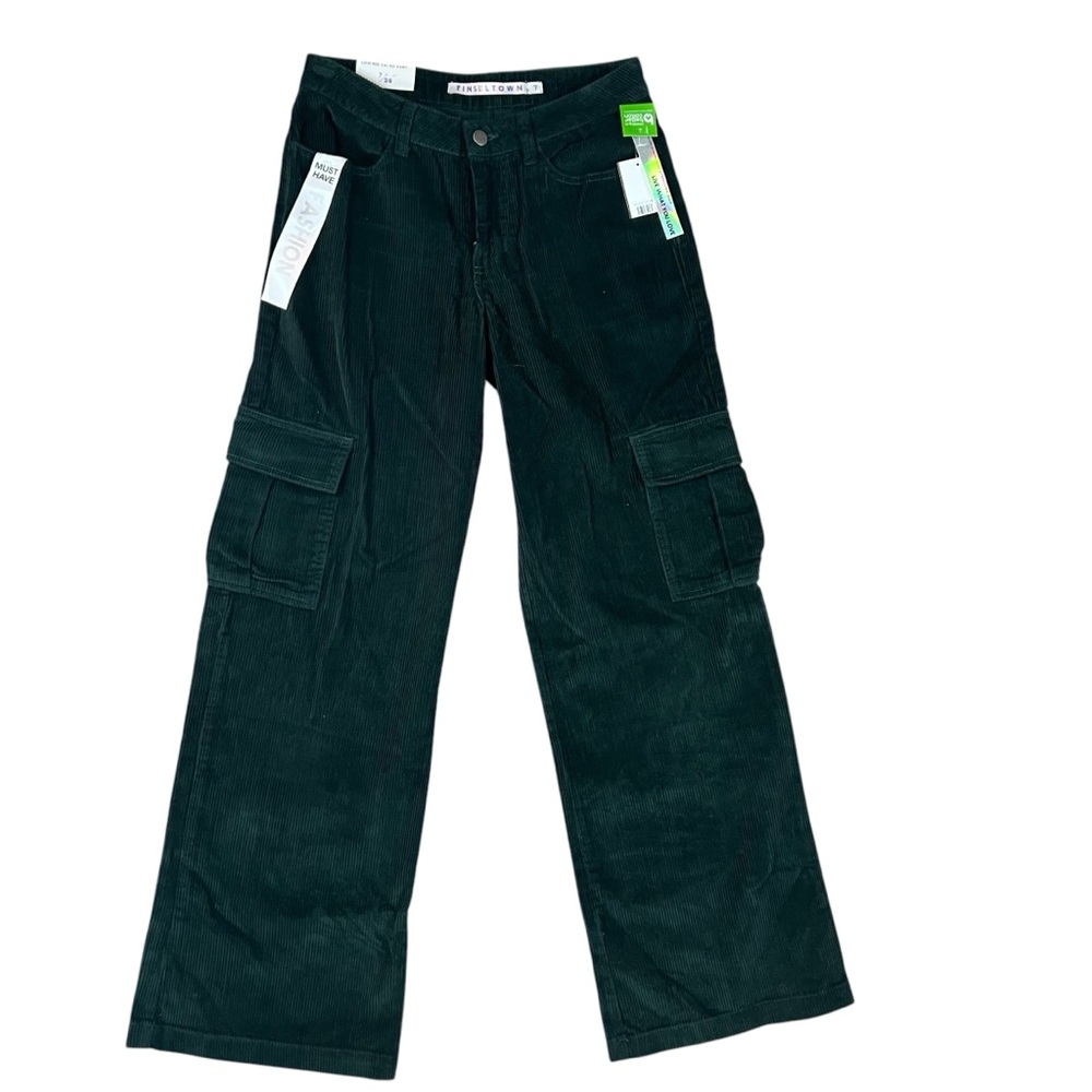 Tinseltown Juniors Size 7/28 Green Corduroy Cargo Pants NWT